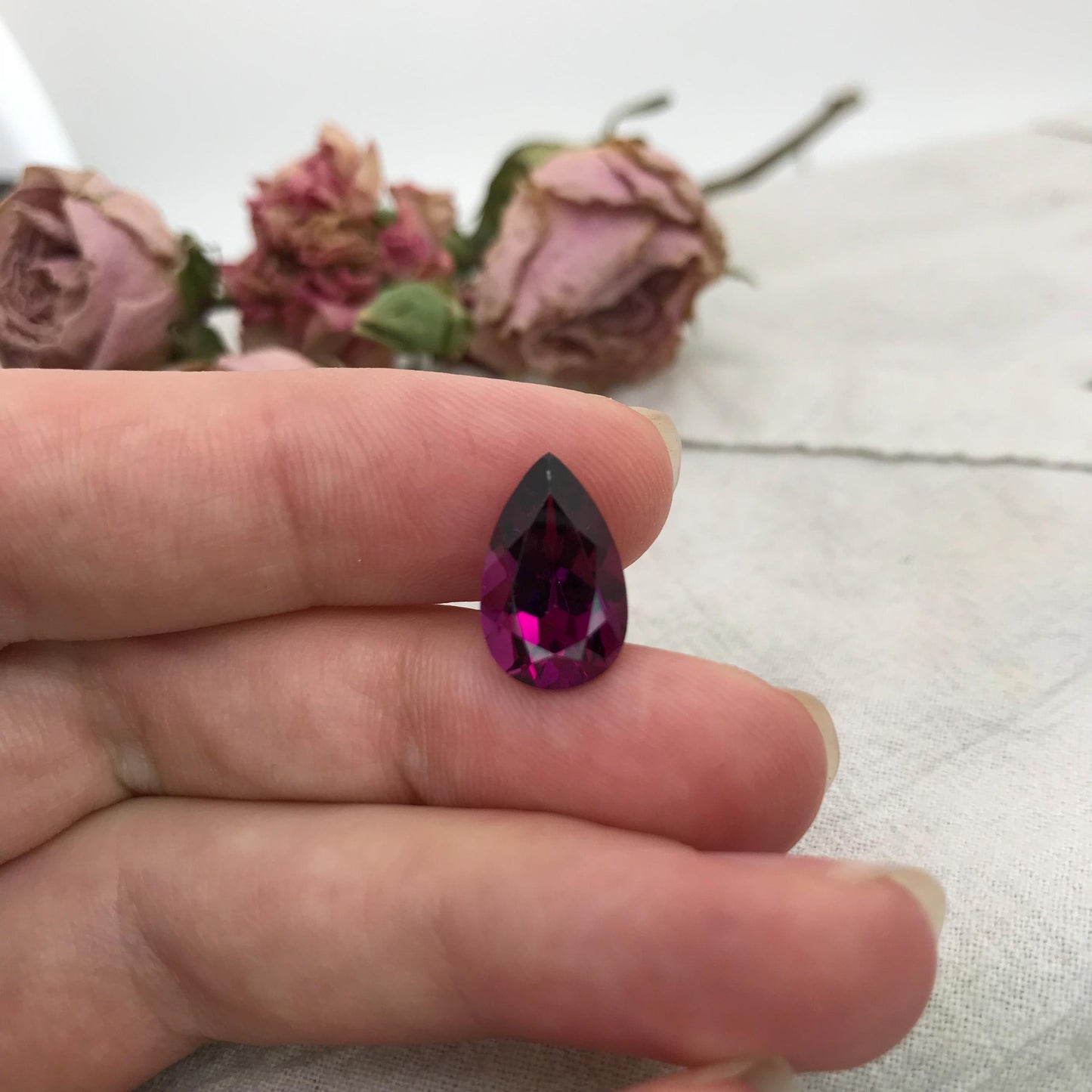 5.36 carat Purple Rhodolite Garnet 14x8.8mm Pear Cut, Faceted Loose Gemstone