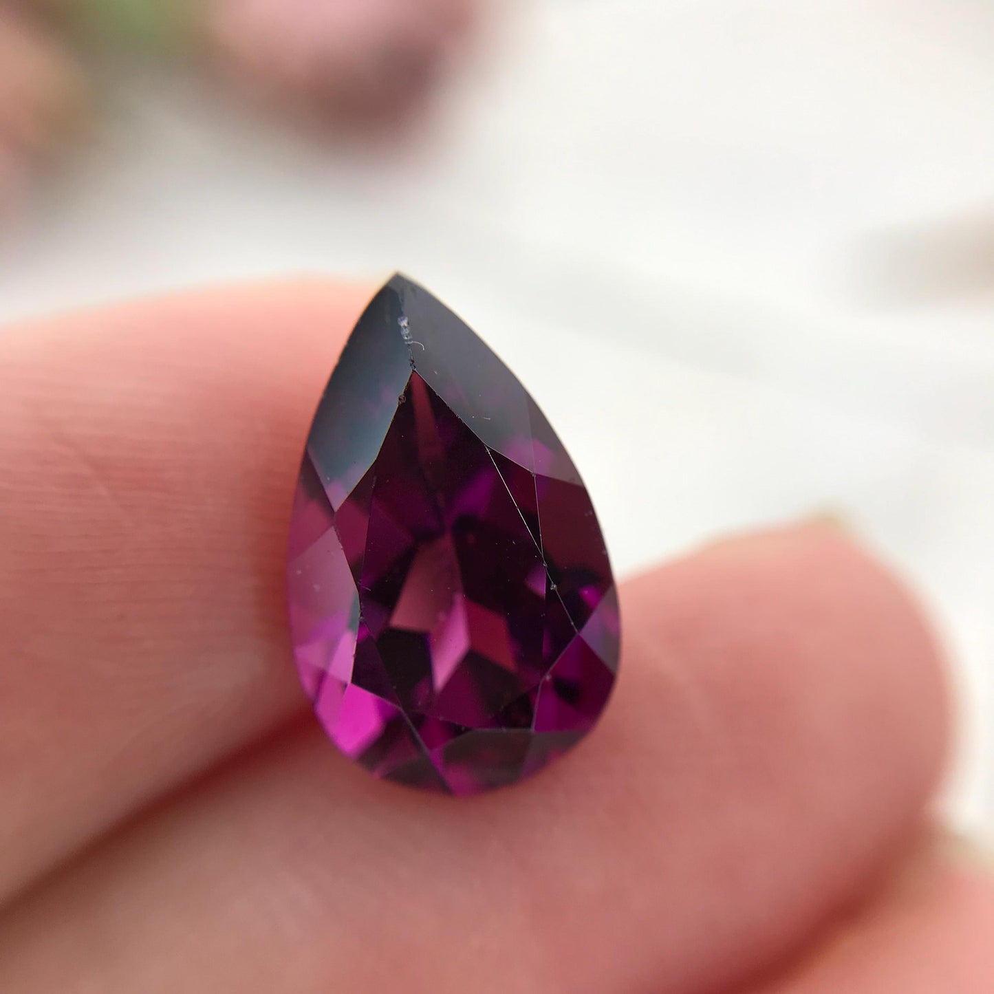 5.36 carat Purple Rhodolite Garnet 14x8.8mm Pear Cut, Faceted Loose Gemstone
