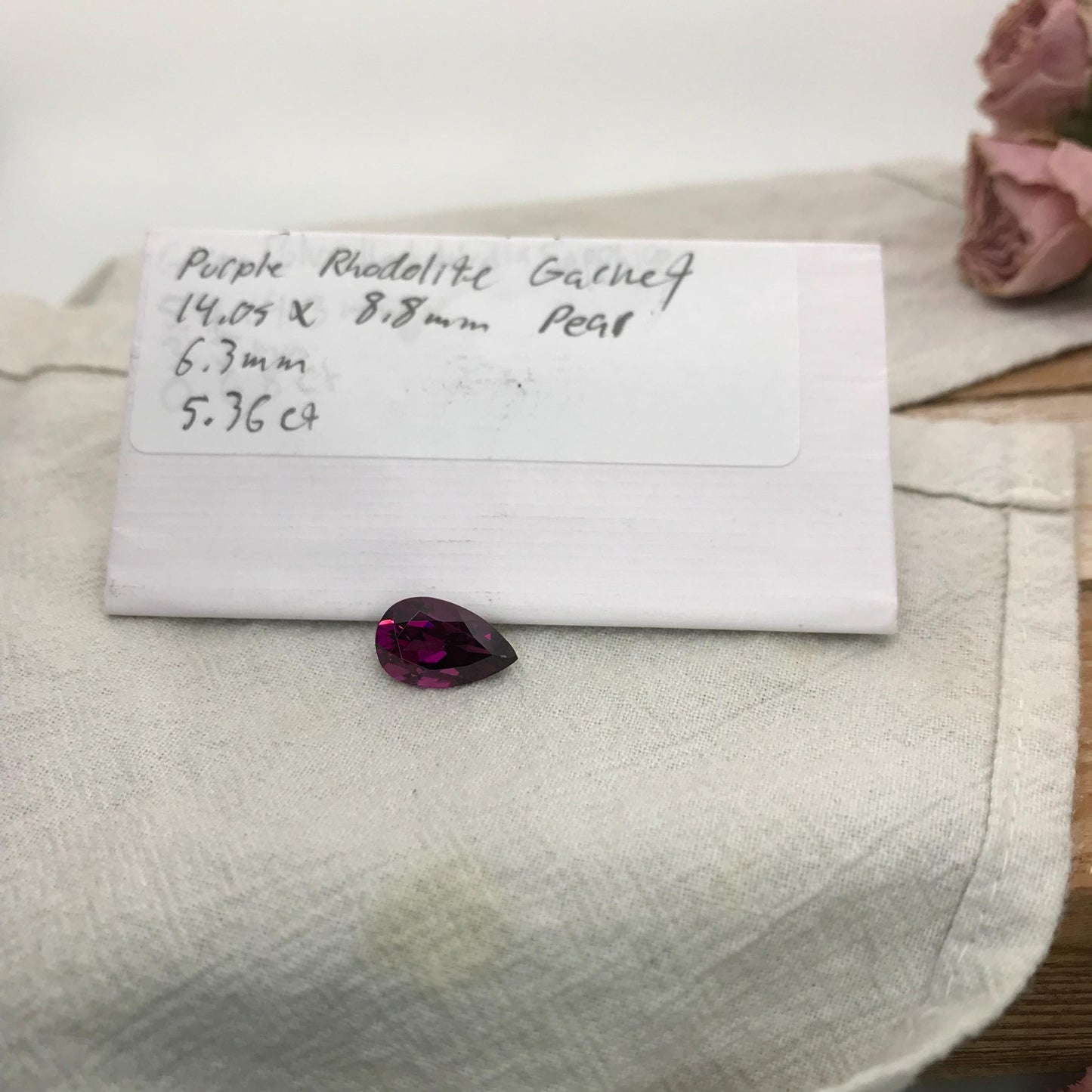 5.36 carat Purple Rhodolite Garnet 14x8.8mm Pear Cut, Faceted Loose Gemstone