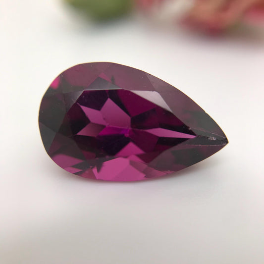 5.36 carat Purple Rhodolite Garnet 14x8.8mm Pear Cut, Faceted Loose Gemstone