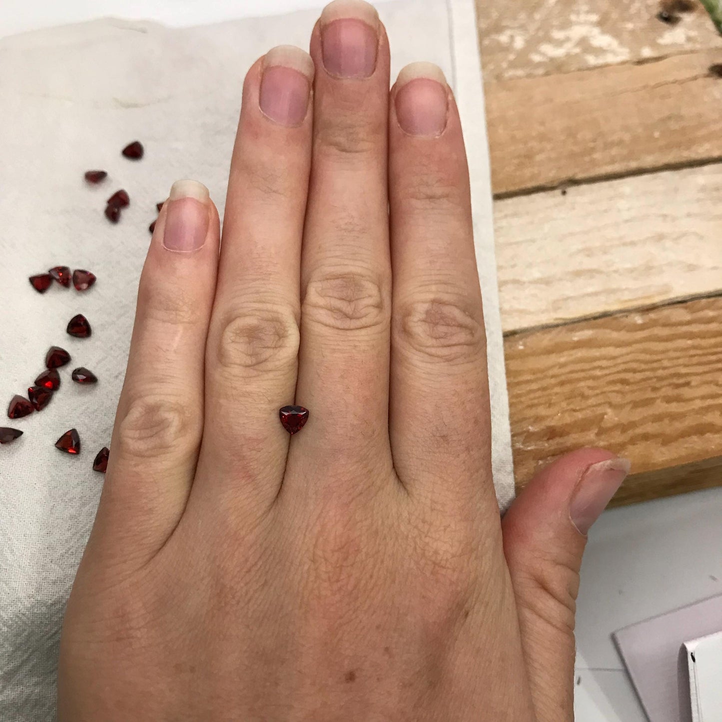 One 5mm Red Garnet Trillion Cut, Faceted Loose Gemstone for Jewelry Setting