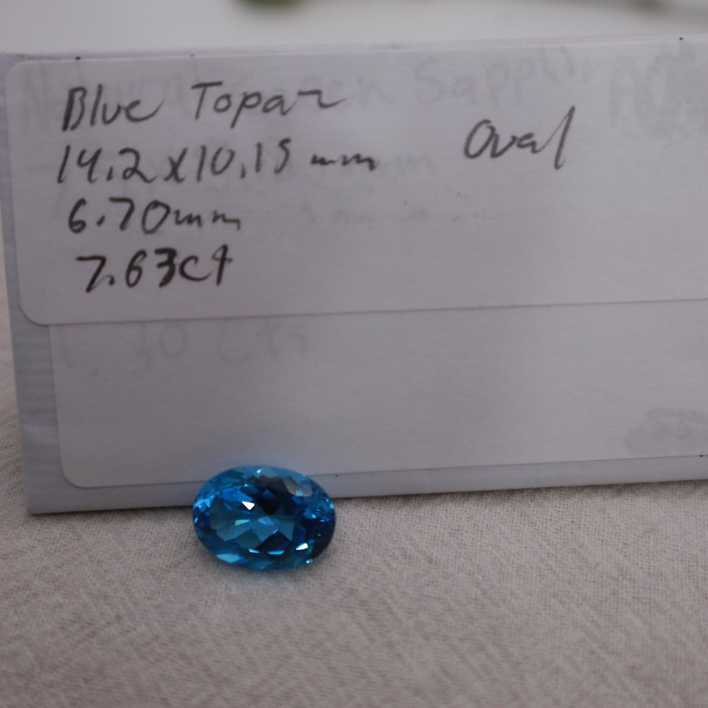 14.2x10.1mm Blue Topaz 7.63 carat Oval Cut, Faceted Loose Gemstone
