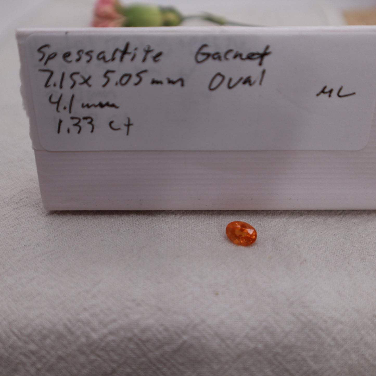 1.33 Carat Spessartite Garnet 7x5mm Oval Cut, Faceted Loose Orange Garnet