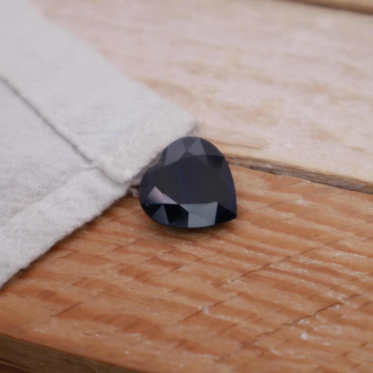 8.31 carat Natural Dark Sapphire 13.3x13.4mm, Heart Cut Gem Faceted Loose Large Dark Blue-Black Sapphire