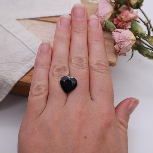 8.31 carat Natural Dark Sapphire 13.3x13.4mm, Heart Cut Gem Faceted Loose Large Dark Blue-Black Sapphire