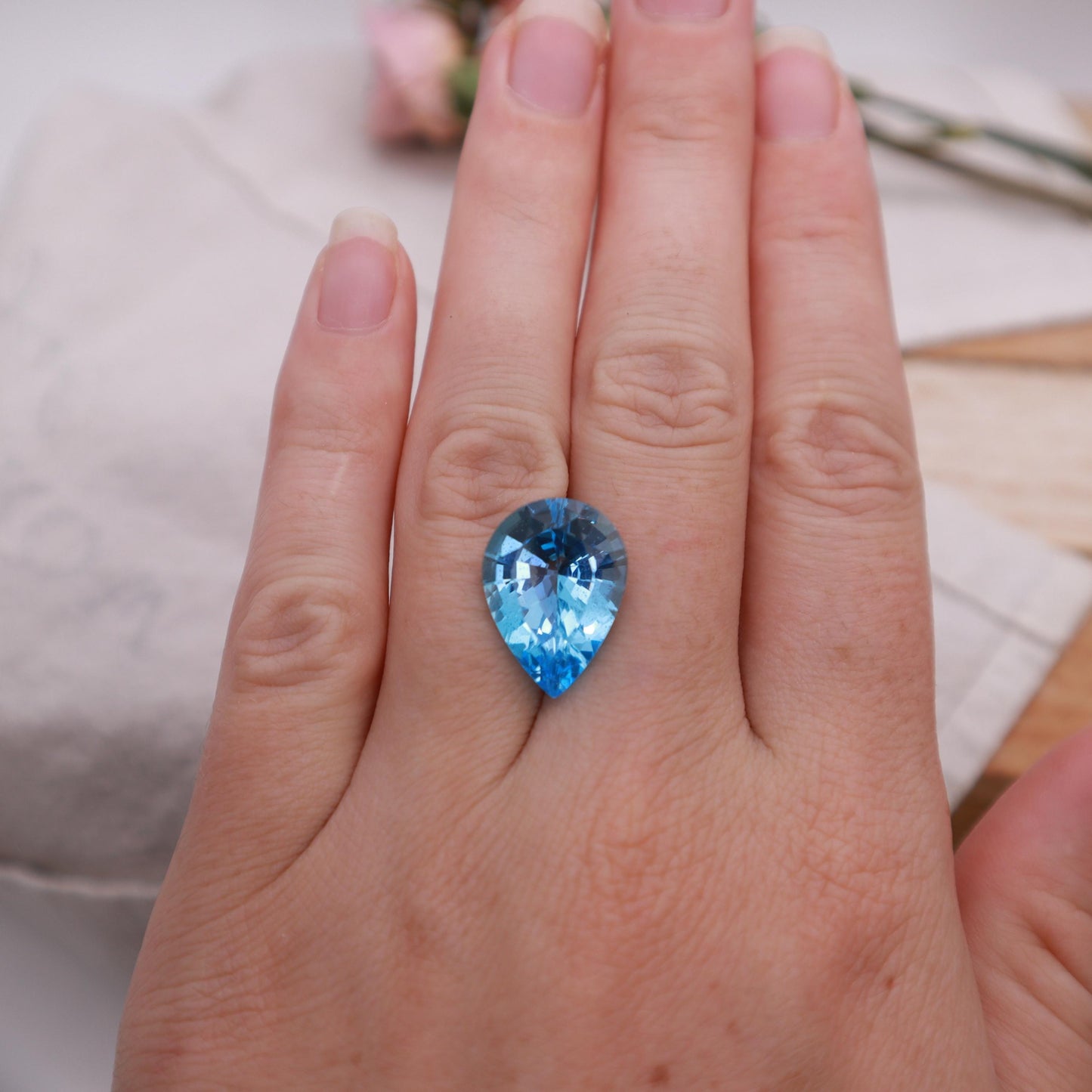 18x13mm Sky Blue Topaz Pear Cut, 12.14 carat Loose Recycled Topaz