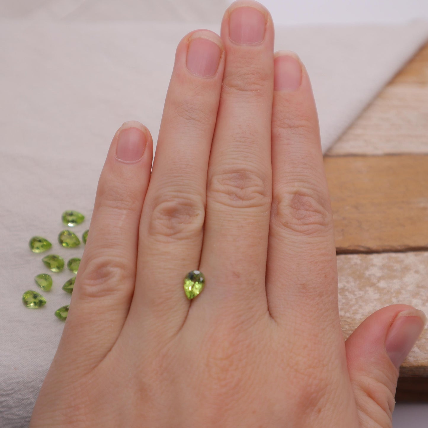 One 7x5mm Peridot Pear Cut, Faceted Loose Green Peridot