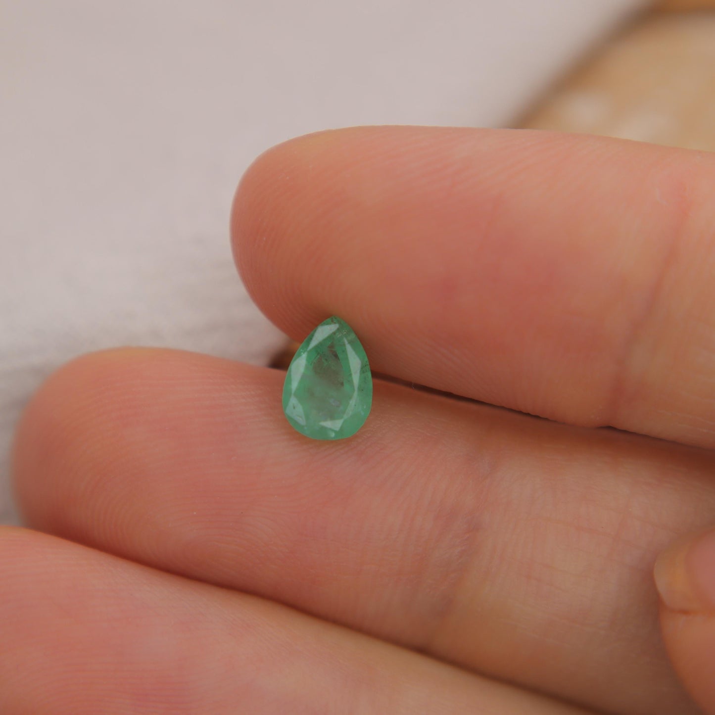 7x5mm Emerald 0.74 carat Pear Cut, Faceted Loose Gemstone