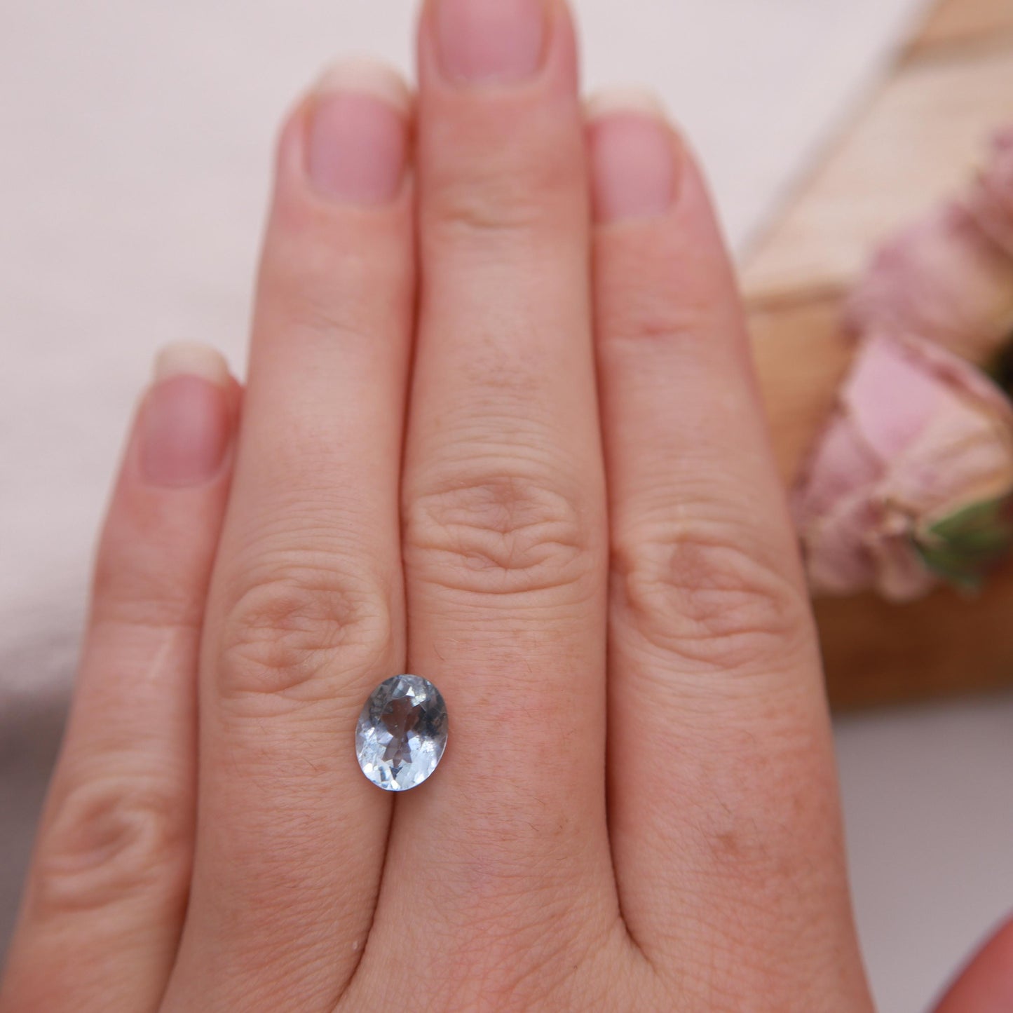 9x7mm Blue Aquamarine, 1.73 Carat Light Blue Oval Cut Natural Loose Faceted Gemstone