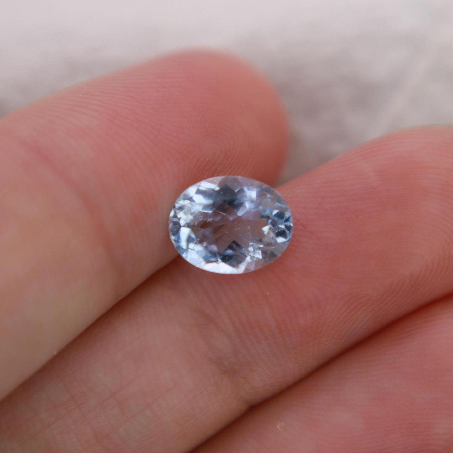 9x7mm Blue Aquamarine, 1.73 Carat Light Blue Oval Cut Natural Loose Faceted Gemstone