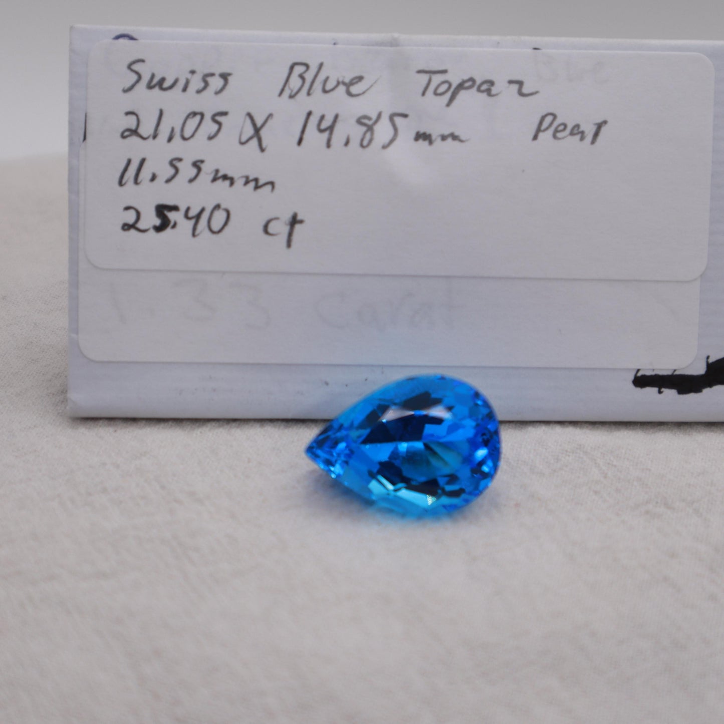 21x15mm Swiss Blue Topaz, Pear Cut, 25.40 carat Loose Faceted Gem