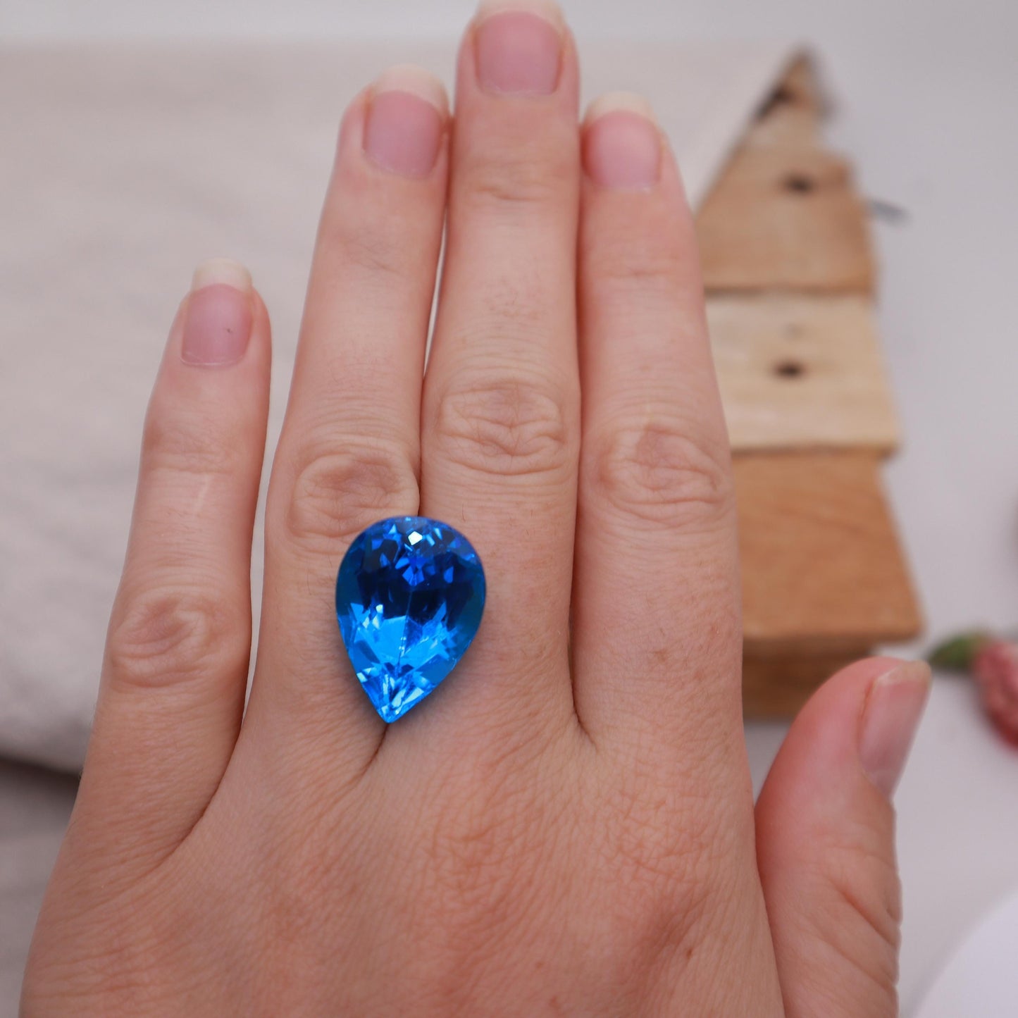 21x15mm Swiss Blue Topaz, Pear Cut, 25.40 carat Loose Faceted Gem