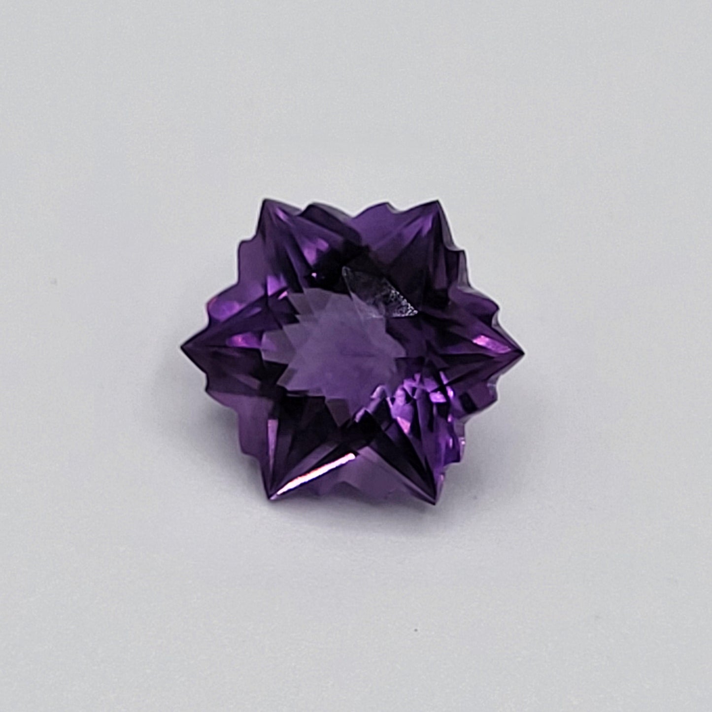 12mm Snowflake Cut Amethyst, 6 Carat Fancy Cut, Loose Faceted Gem, Winter Gem