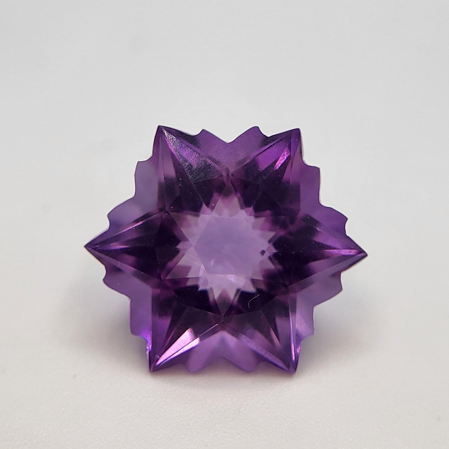 12mm Snowflake Cut Amethyst, 6 Carat Fancy Cut, Loose Faceted Gem, Winter Gem