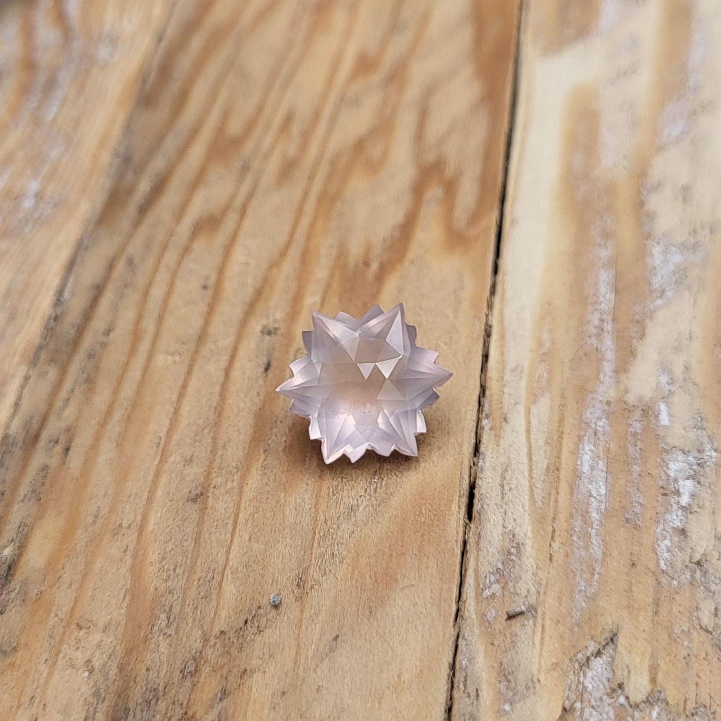 Snowflake Cut Rose Quartz 4 Carat Fancy Cut, 11.5mm Loose Faceted Gem, Unmounted Gemstone, Winter Gem, 13mm point to point