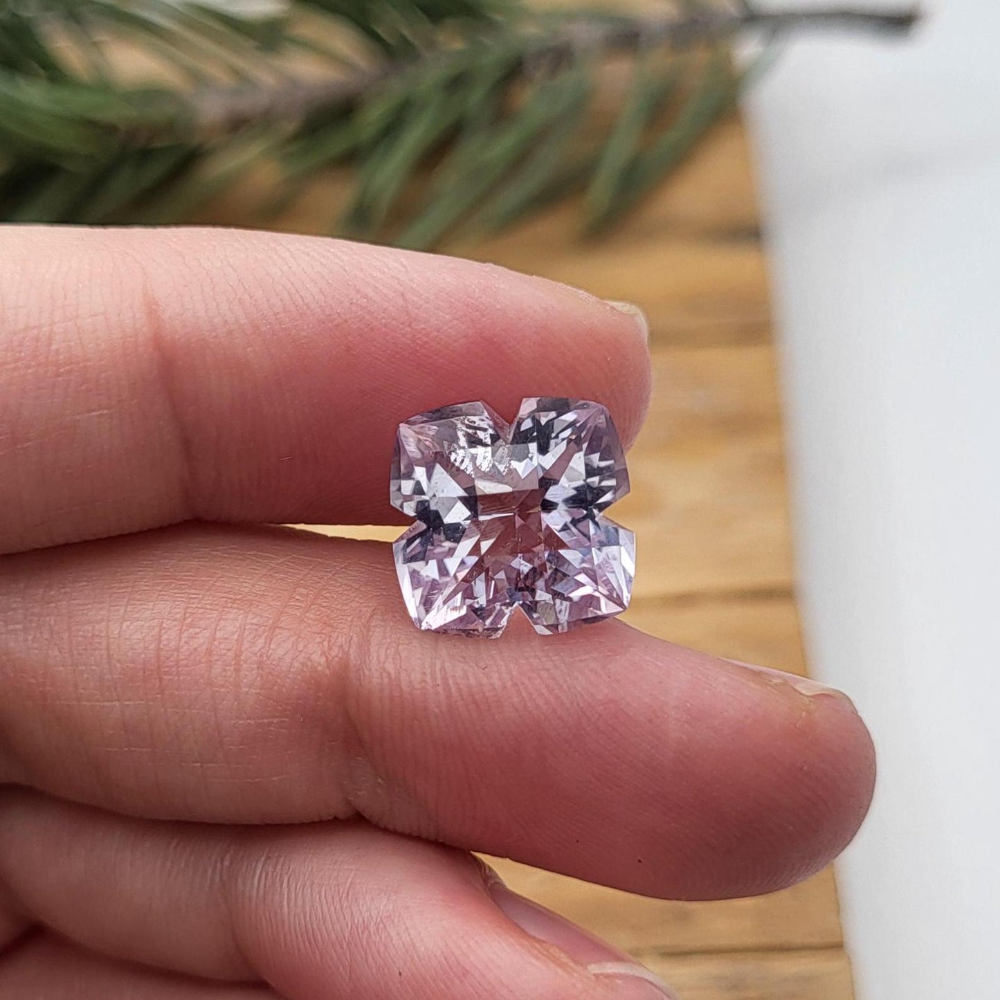 11.5mm Lavender Amethyst, 5.88 Carat, Cushion Clover cut, Fancy cut Gemstone