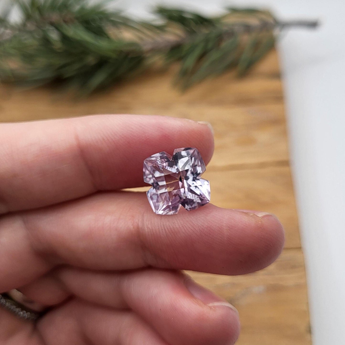 11.5mm Lavender Amethyst, 5.88 Carat, Cushion Clover cut, Fancy cut Gemstone