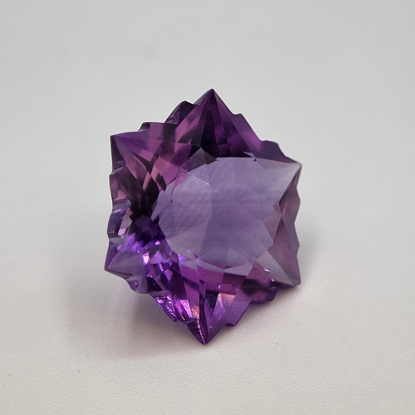 12mm Snowflake Cut Amethyst, 6 Carat Fancy Cut, Loose Faceted Gem, Winter Gem