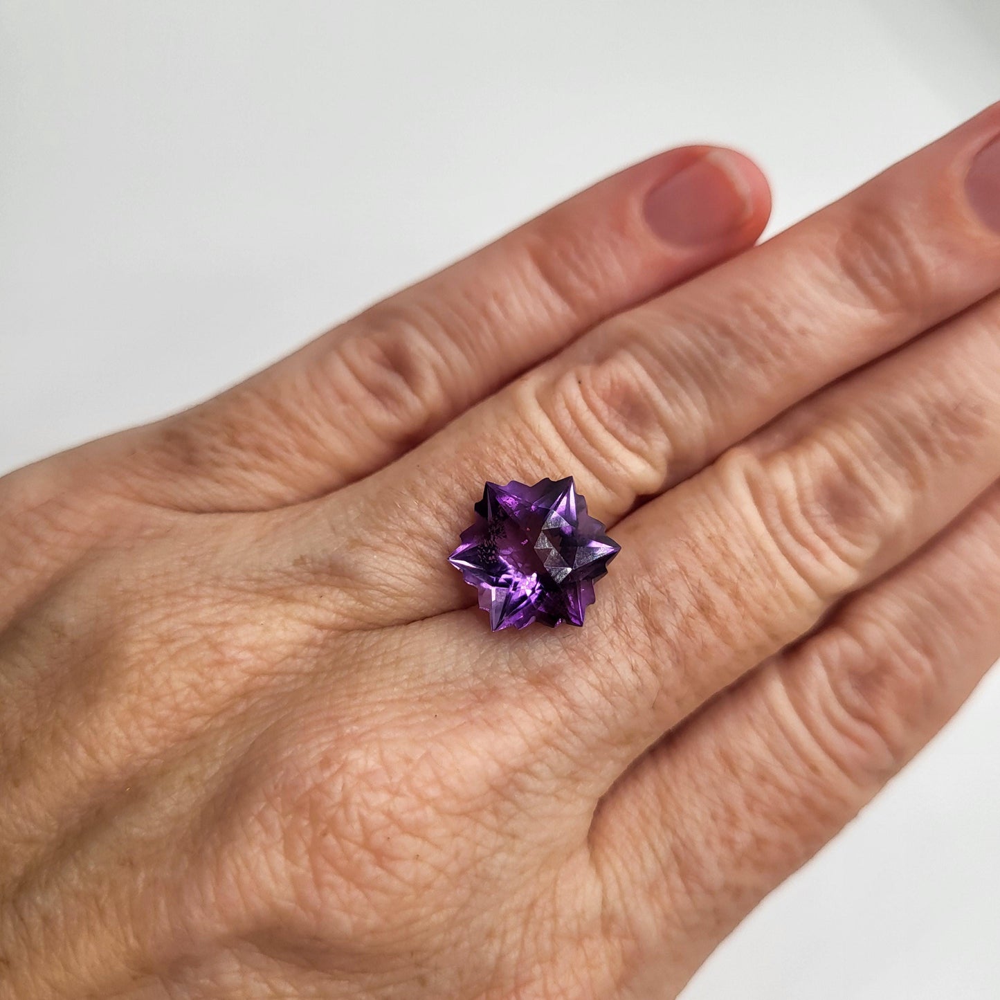 12mm Snowflake Cut Amethyst, 6 Carat Fancy Cut, Loose Faceted Gem, Winter Gem