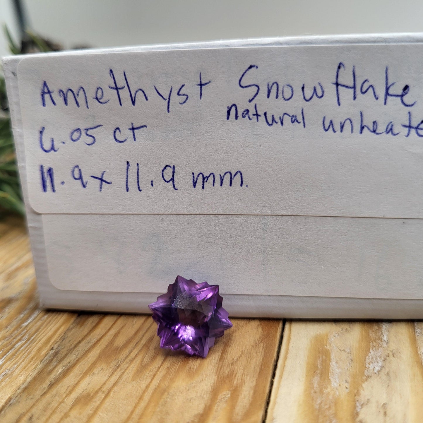 12mm Snowflake Cut Amethyst, 6 Carat Fancy Cut, Loose Faceted Gem, Winter Gem