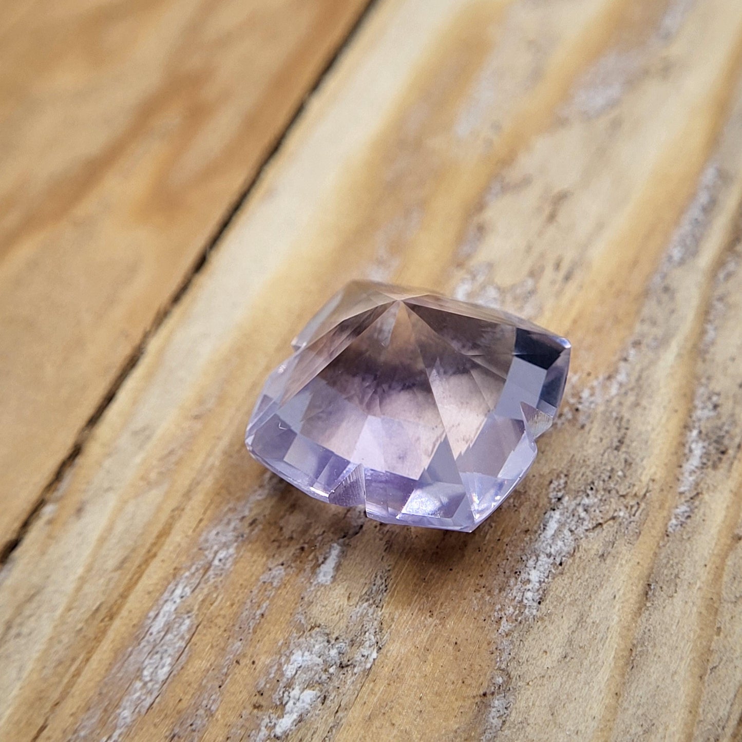 13mm Lavender Quartz, 8.52 Carat, Cushion Clover cut, sometimes called "Lavender Amethyst" 12.8mm