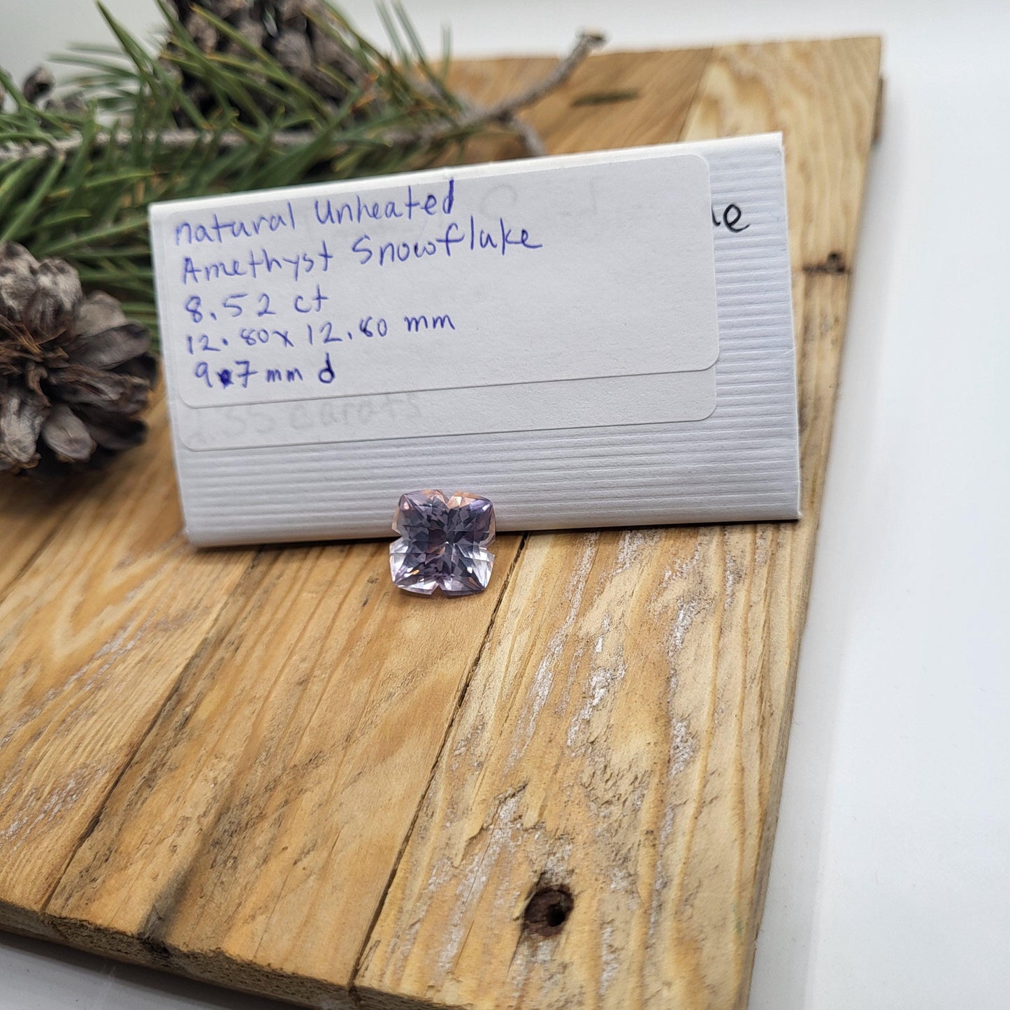 13mm Lavender Quartz, 8.52 Carat, Cushion Clover cut, sometimes called "Lavender Amethyst" 12.8mm