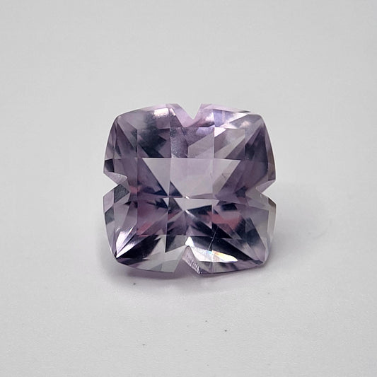 13mm Lavender Quartz, 8.52 Carat, Cushion Clover cut, sometimes called "Lavender Amethyst" 12.8mm