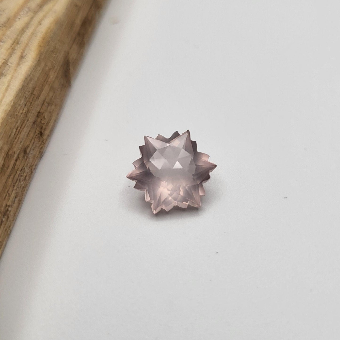 Snowflake Cut Rose Quartz 4 Carat Fancy Cut, 11.5mm Loose Faceted Gem, Unmounted Gemstone, Winter Gem, 13mm point to point