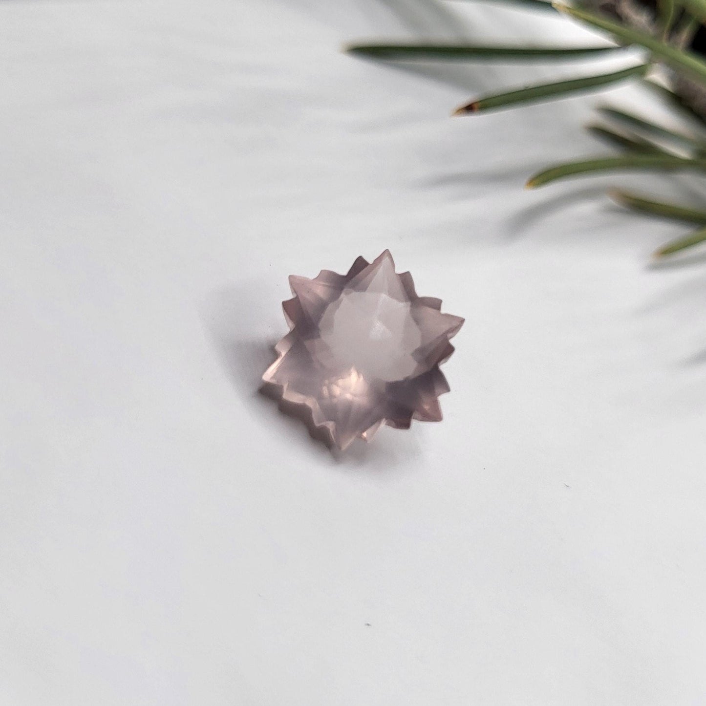 Snowflake Cut Rose Quartz 4 Carat Fancy Cut, 11.5mm Loose Faceted Gem, Unmounted Gemstone, Winter Gem, 13mm point to point