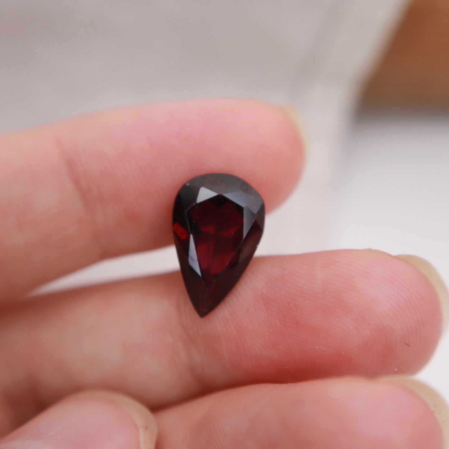 5.52 carat Dark Purple Red Garnet, 15x9.6mm Pear cut, Deep Rhodolite