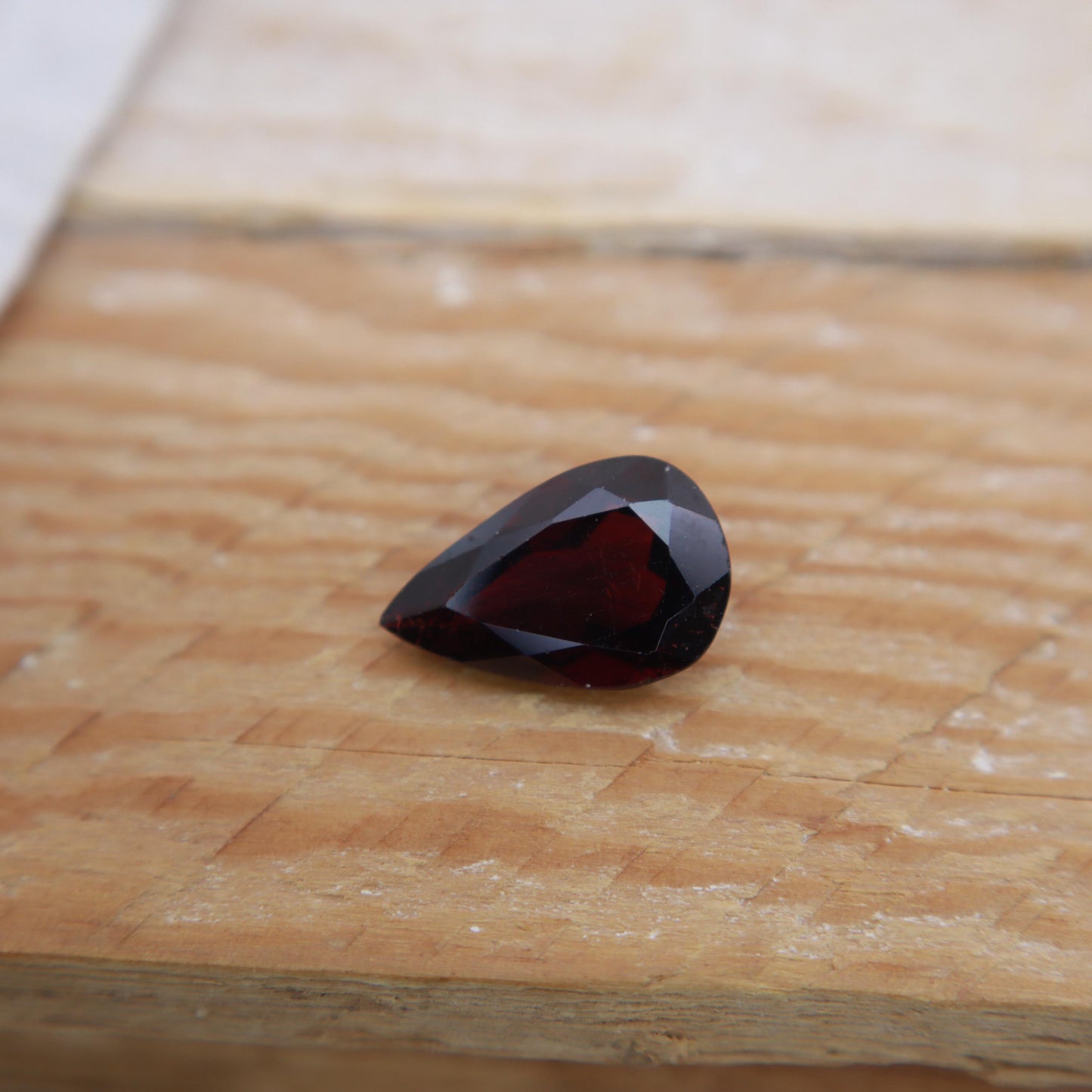 5.52 carat Dark Purple Red Garnet, 15x9.6mm Pear cut, Deep Rhodolite