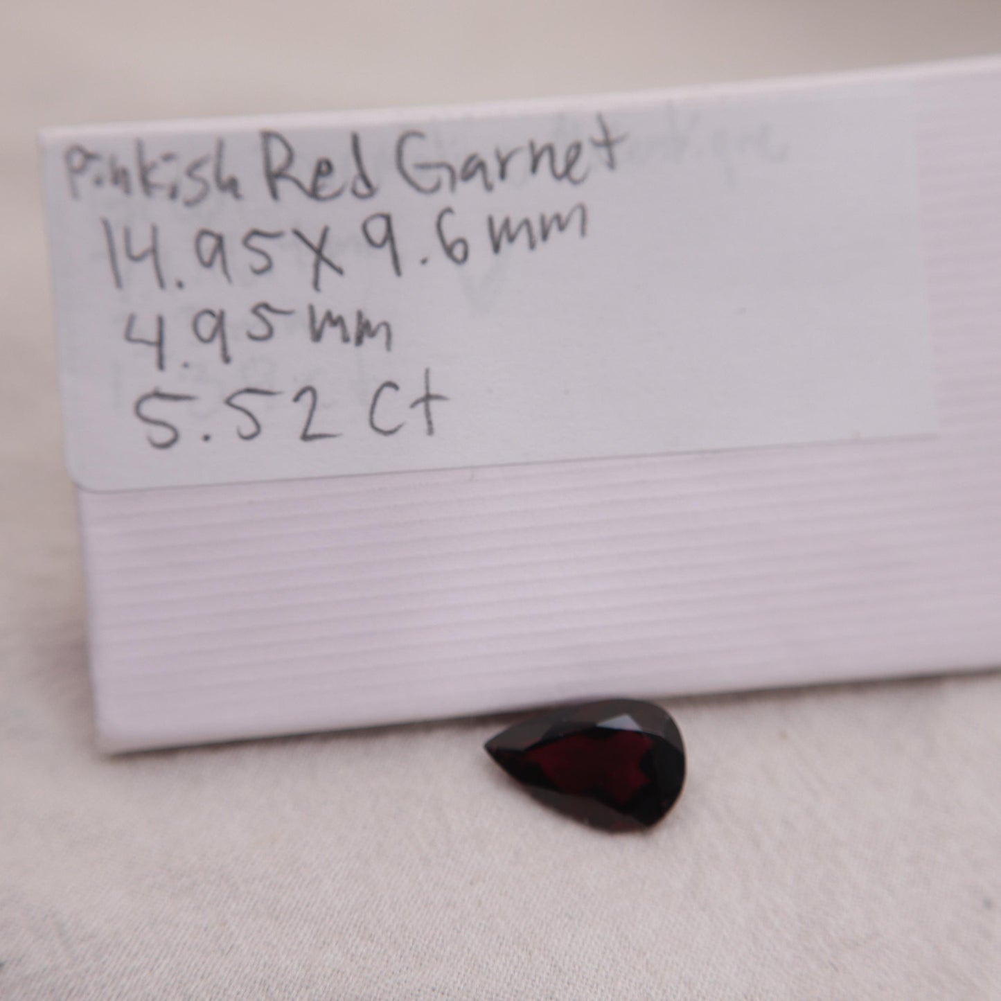 5.52 carat Dark Purple Red Garnet, 15x9.6mm Pear cut, Deep Rhodolite