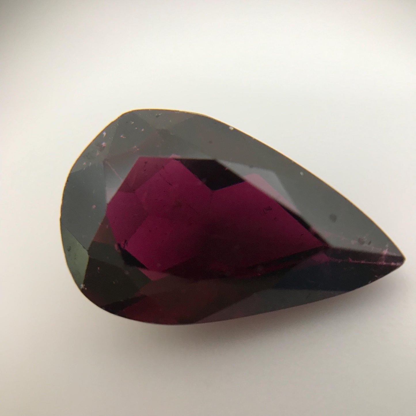 5.52 carat Dark Purple Red Garnet, 15x9.6mm Pear cut, Deep Rhodolite