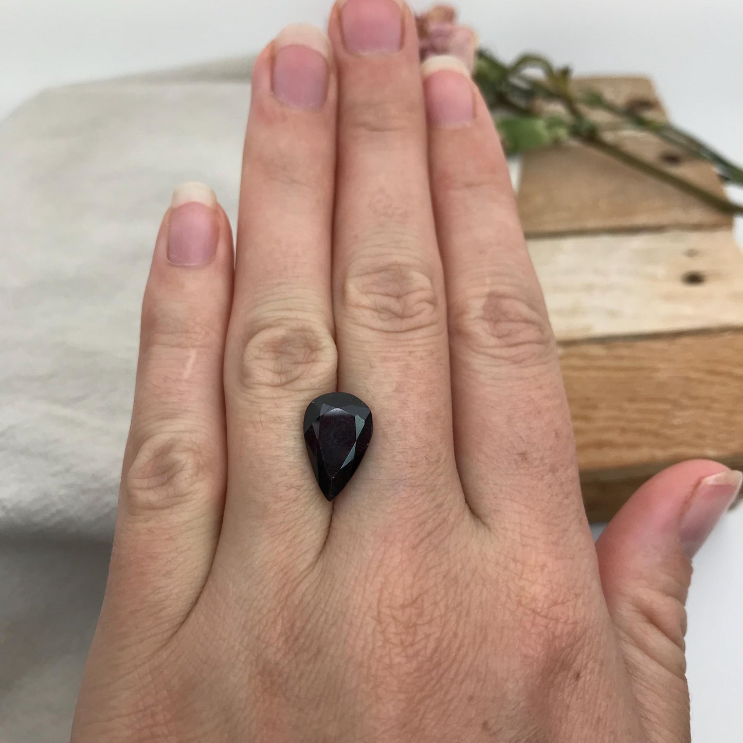 5.52 carat Dark Purple Red Garnet, 15x9.6mm Pear cut, Deep Rhodolite