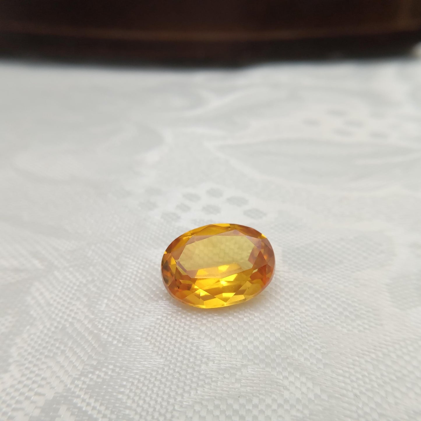 16x12mm Yellow Lab Sapphire Oval Cut 12 Carat Gem Loose Gemstone, Faceted Recycled Lab Created Yellow Synthetic Corundum