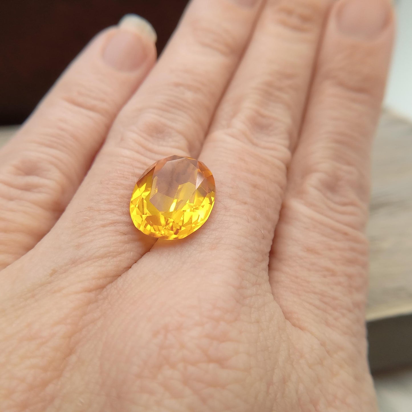 16x12mm Yellow Lab Sapphire Oval Cut 12 Carat Gem Loose Gemstone, Faceted Recycled Lab Created Yellow Synthetic Corundum