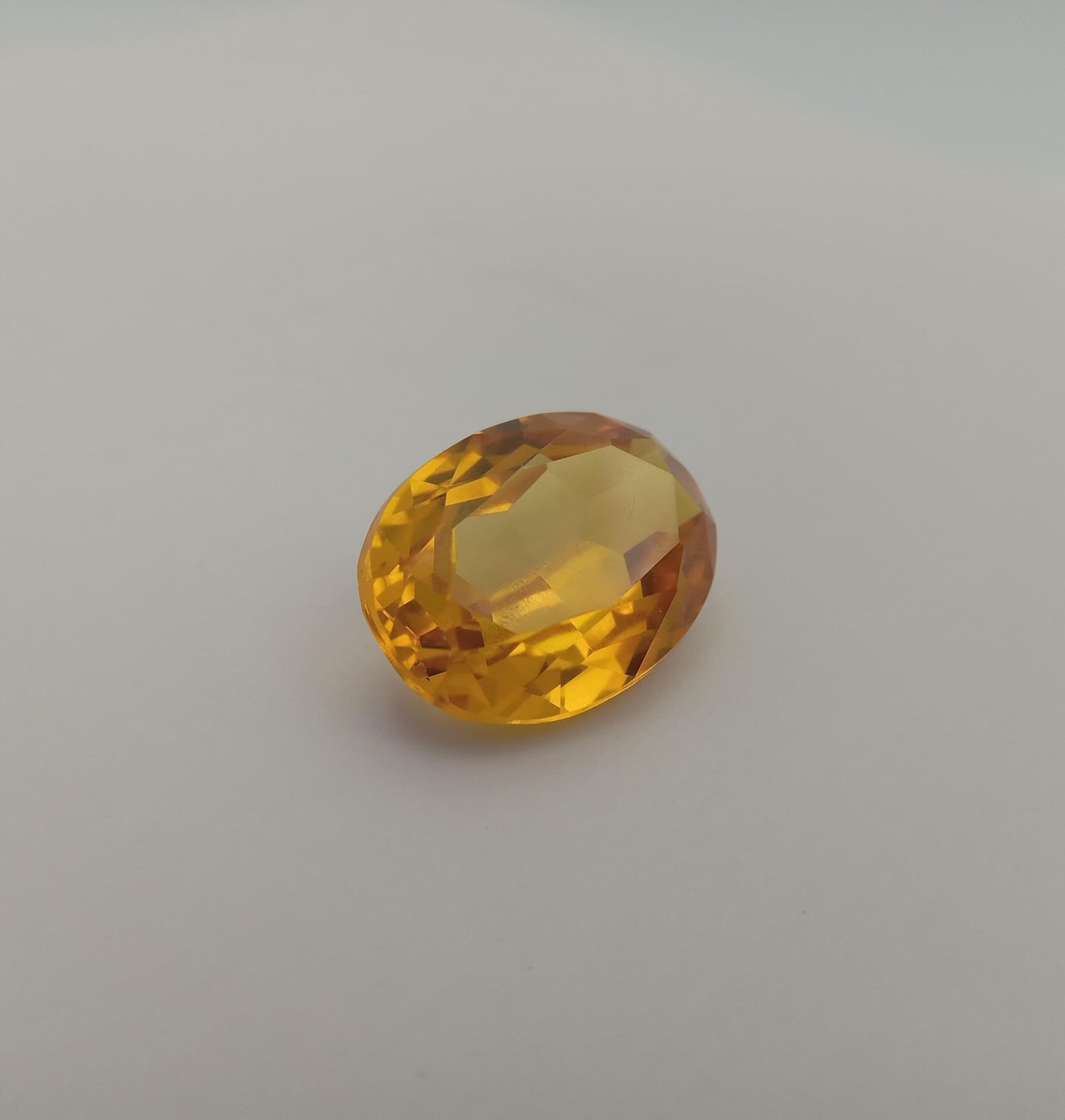 16x12mm Yellow Lab Sapphire Oval Cut 12 Carat Gem Loose Gemstone, Faceted Recycled Lab Created Yellow Synthetic Corundum