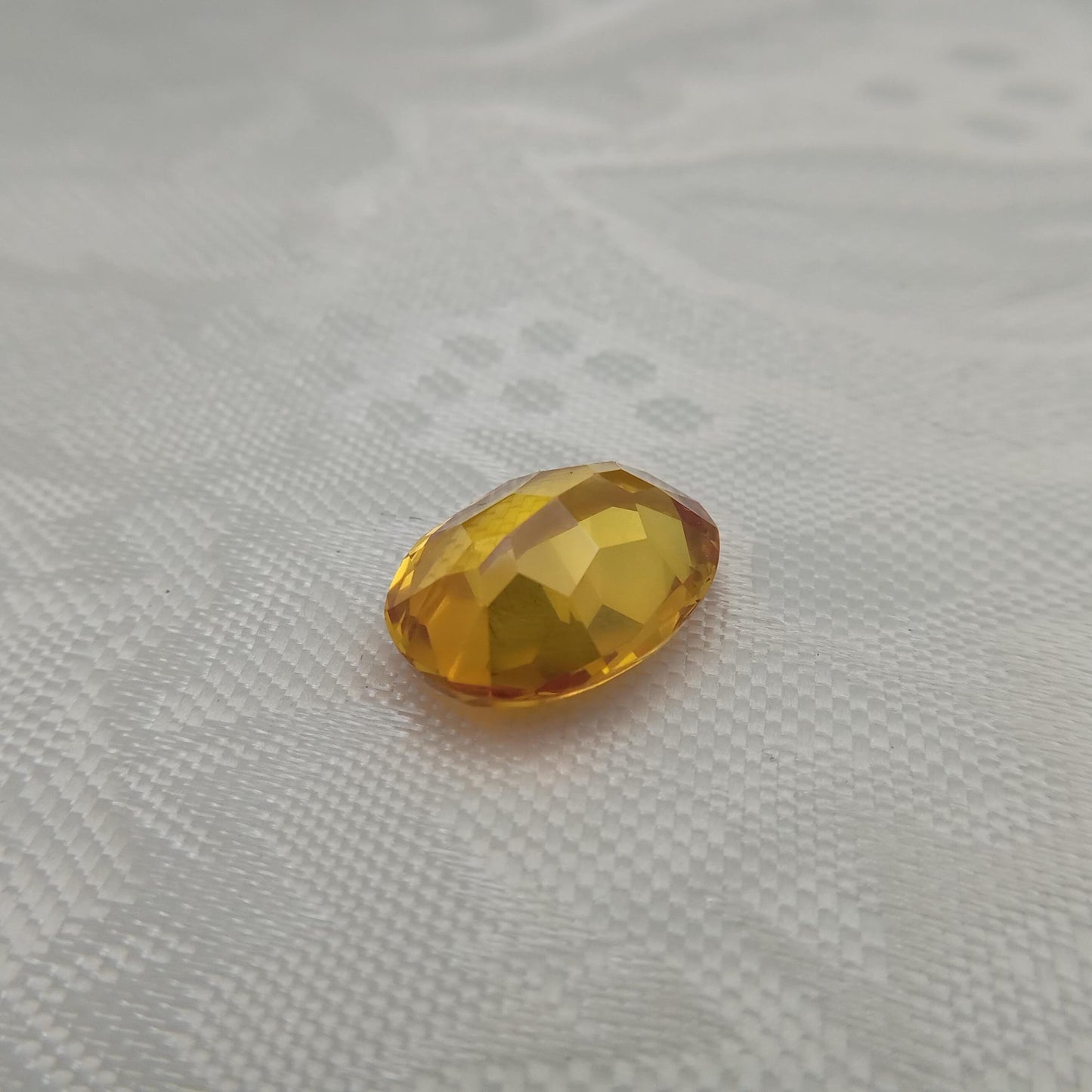 16x12mm Yellow Lab Sapphire Oval Cut 12 Carat Gem Loose Gemstone, Faceted Recycled Lab Created Yellow Synthetic Corundum