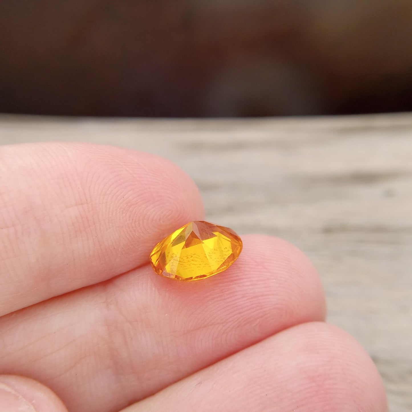 10.1x8.1mm Orangey Yellow Lab Sapphire 3.22 Carat Oval Cut, Faceted Loose Synthetic Corundum