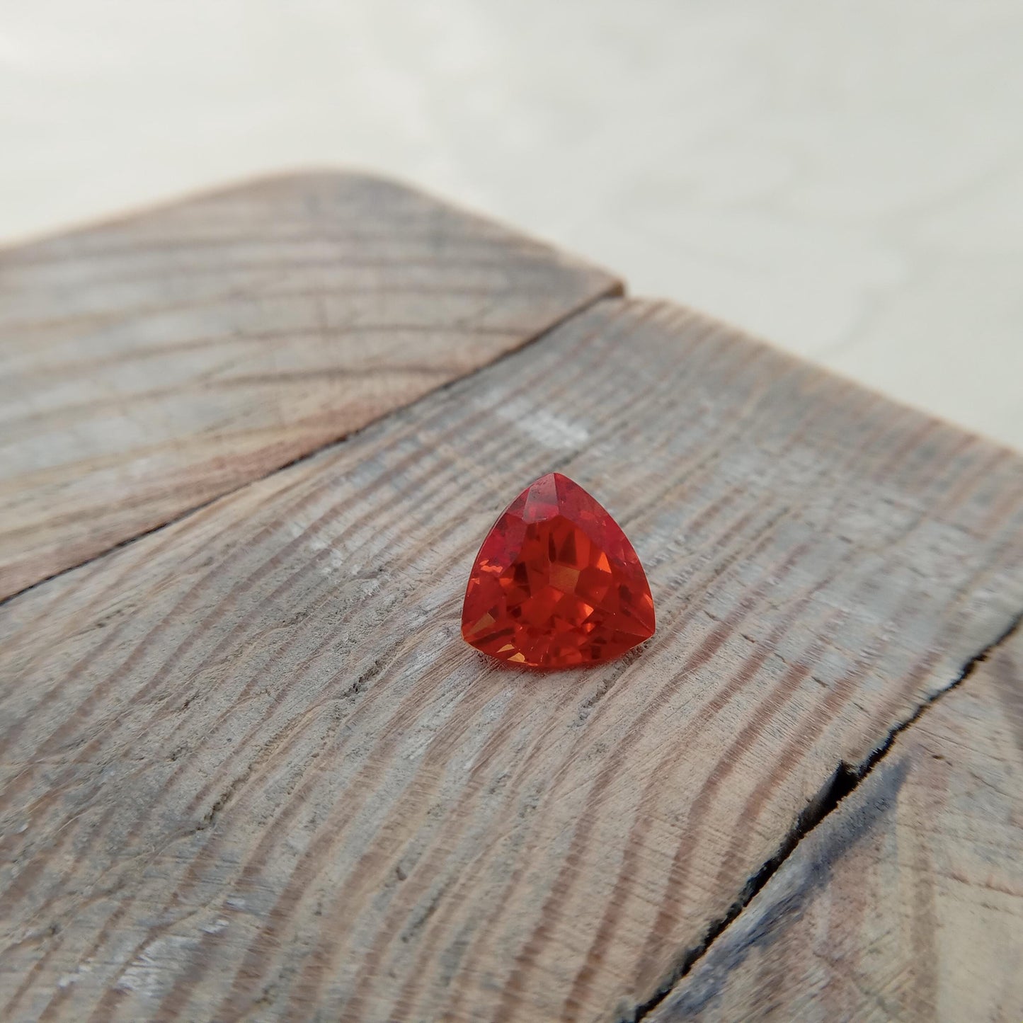 4.52 Ct Orange Synthetic Sapphire 10x10x10mm Trillion Cut, Faceted Loose Gemstone