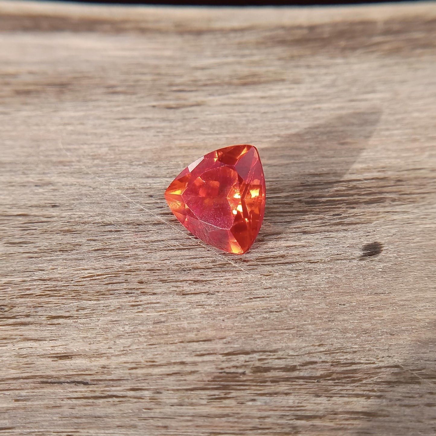 4.52 Ct Orange Synthetic Sapphire 10x10x10mm Trillion Cut, Faceted Loose Gemstone