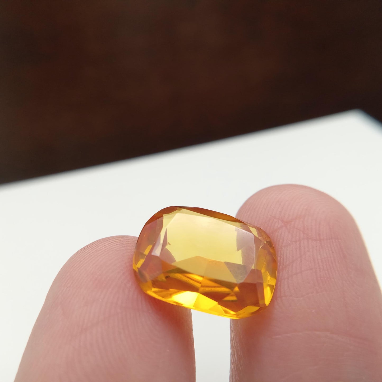 14.1x12mm Yellow Lab Sapphire 9.04 Carat, Rectangle Cut, Faceted Loose Gemstone, Synthetic Corundum