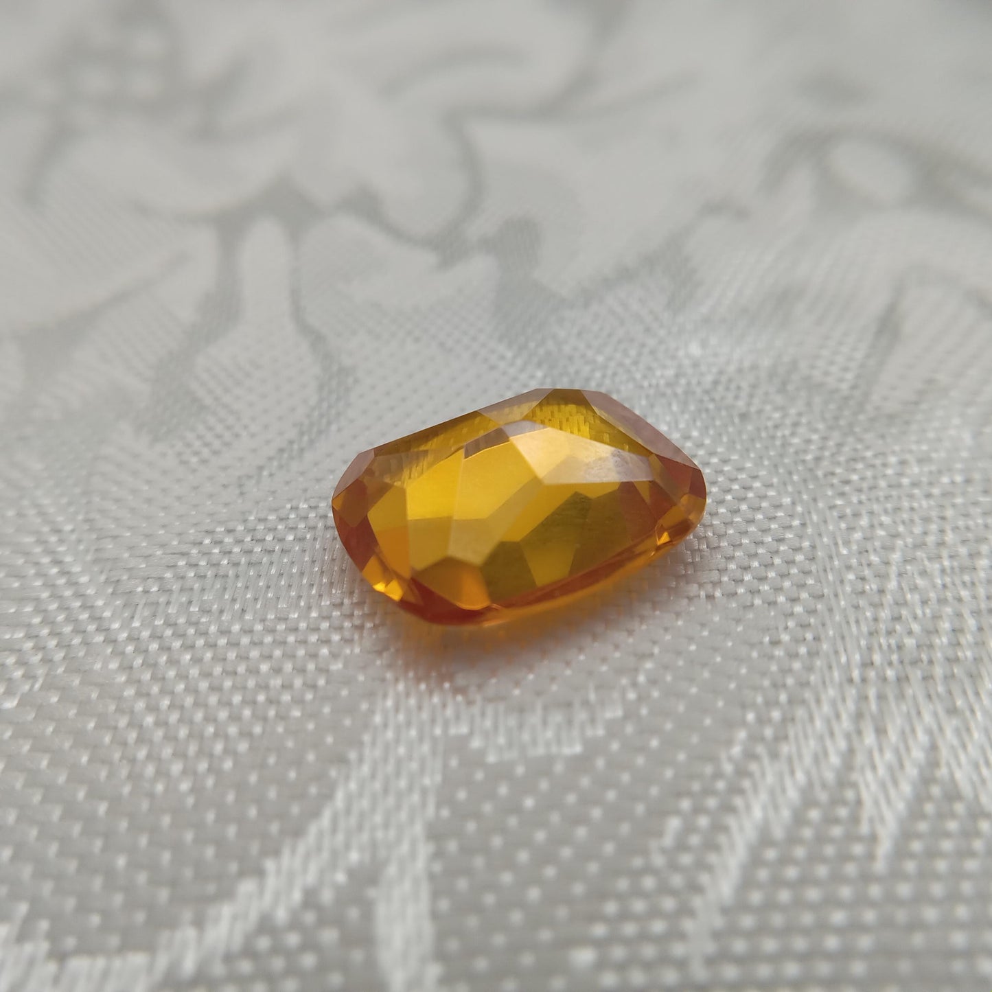 14.1x12mm Yellow Lab Sapphire 9.04 Carat, Rectangle Cut, Faceted Loose Gemstone, Synthetic Corundum