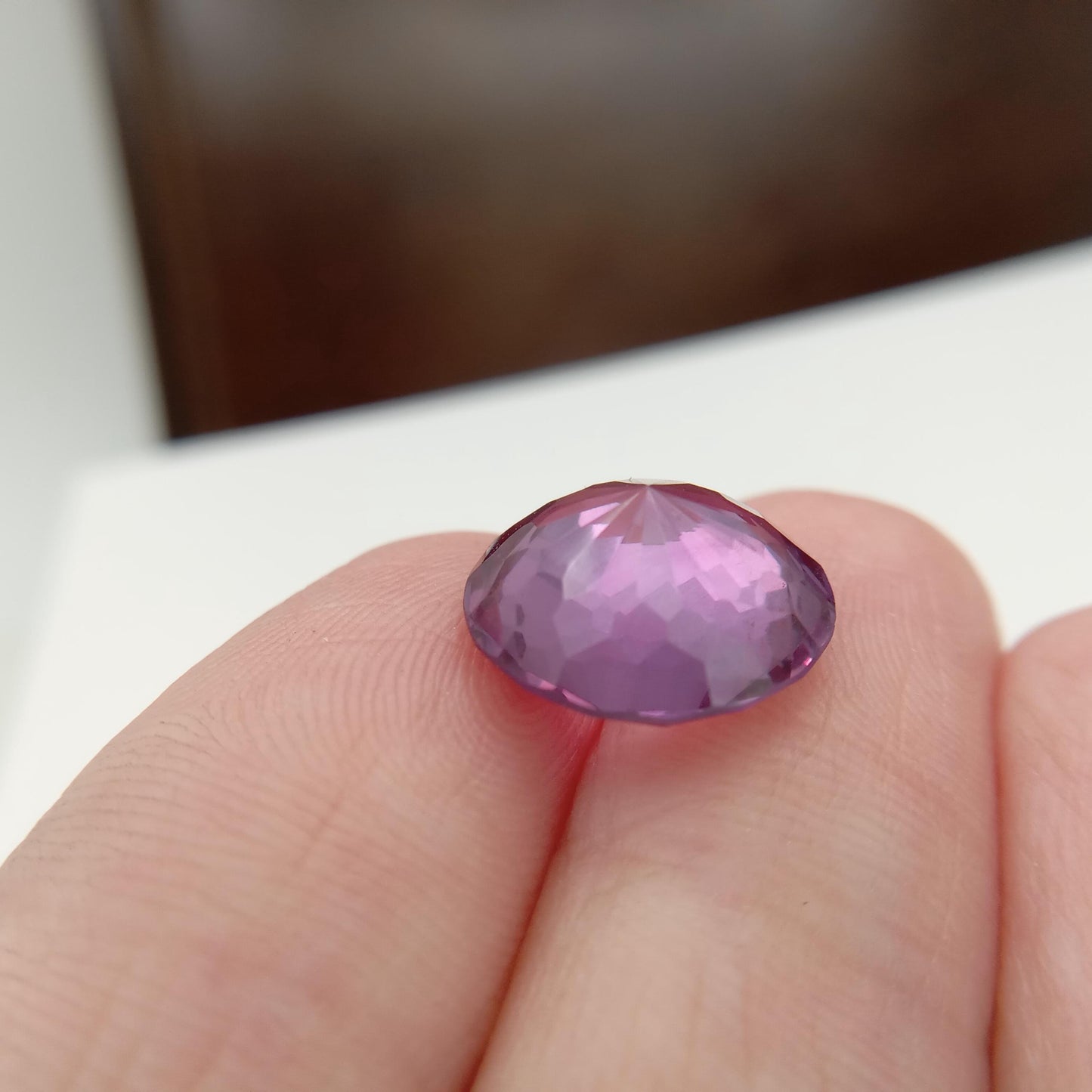 12.3mm Purple  Lab Sapphire Round Cut 7.74 Carats, Faceted Loose