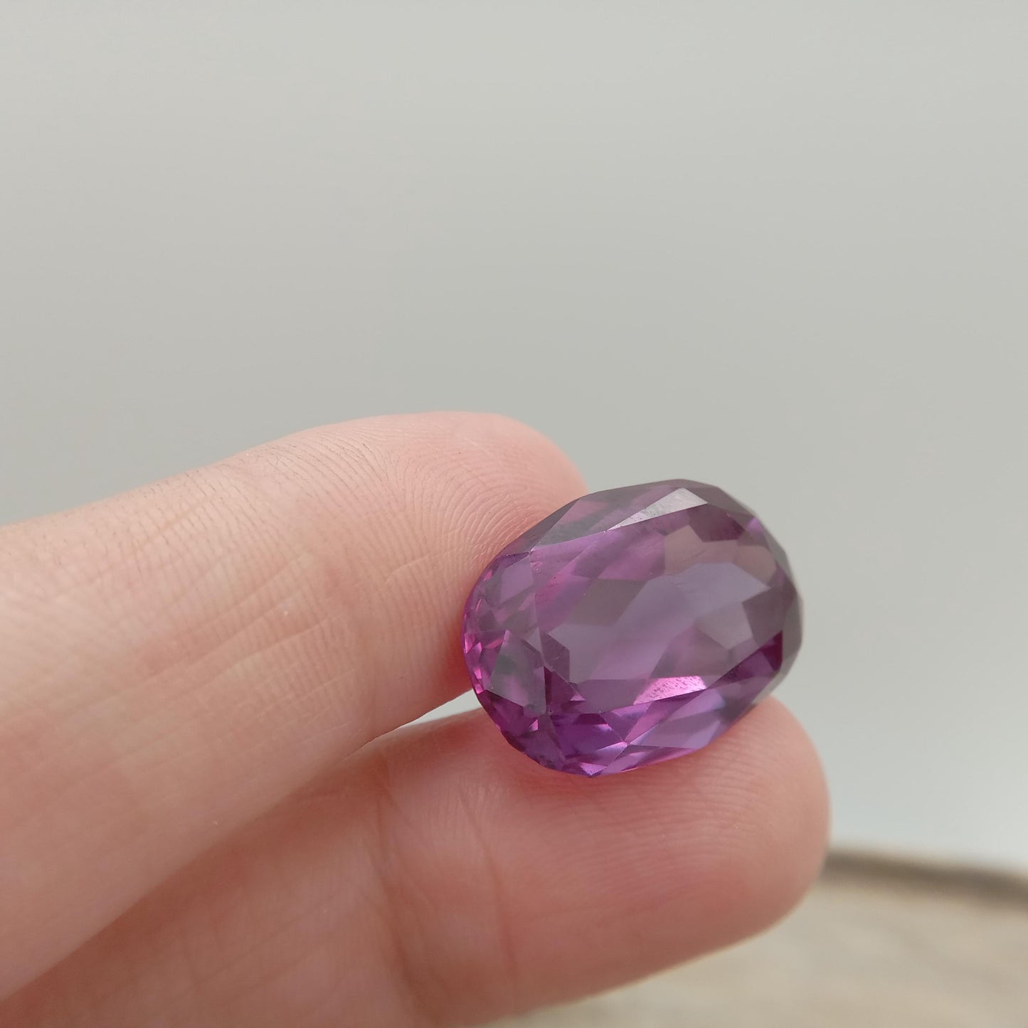 Lab Created Purple Color Change Sapphire Oval Cut 22.89 Carat, Faceted Lab Grown Corundum- Alexandrite Replacement 20.5x14mm