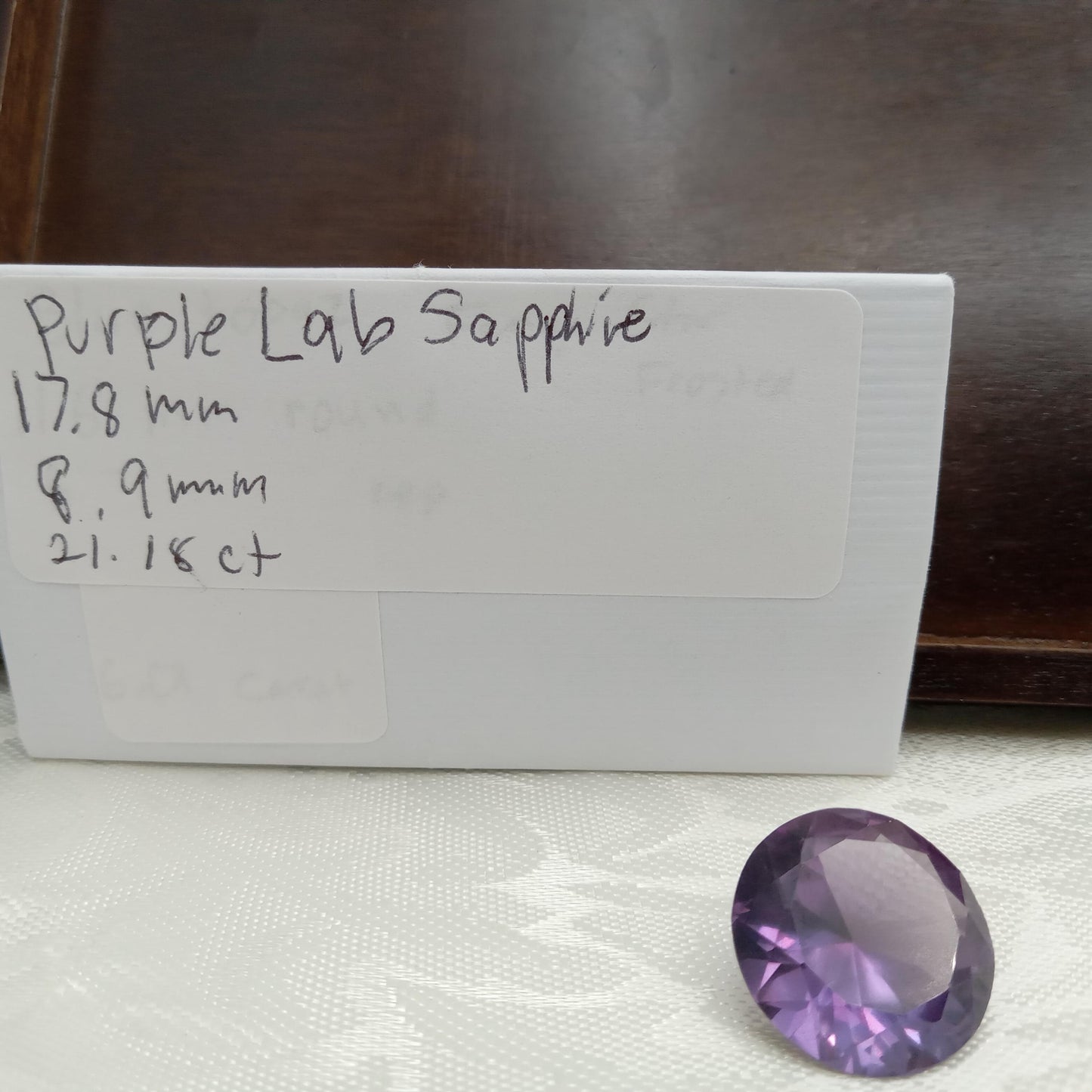 Lab Created Purple Sapphire Round Cut 21.18 Carat, Faceted Lab Grown Corundum- Alexandrite Replacement 17.8mm color change