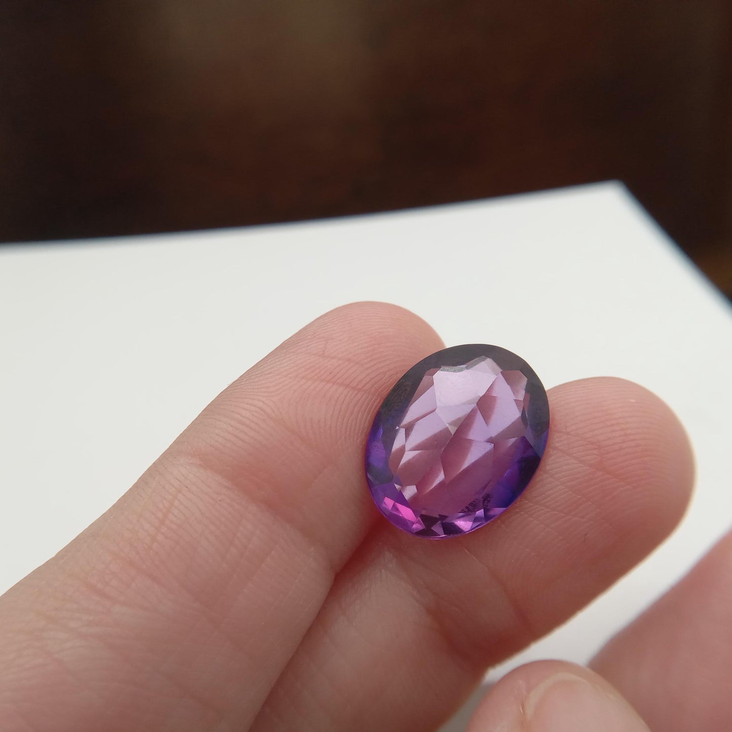 Lab Created Purple Sapphire Oval Cut 10.88 Carat, Faceted Lab Grown Corundum- Alexandrite Replacement 16.3x12.1mm color change