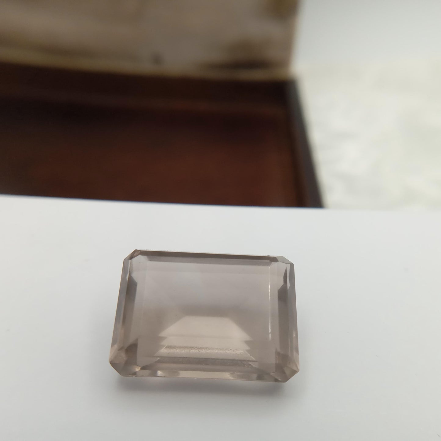 13.57 Carat Smoky Quartz 17.6x12.8mm Emerald cut, Faceted Loose Light Brown Gemstone
