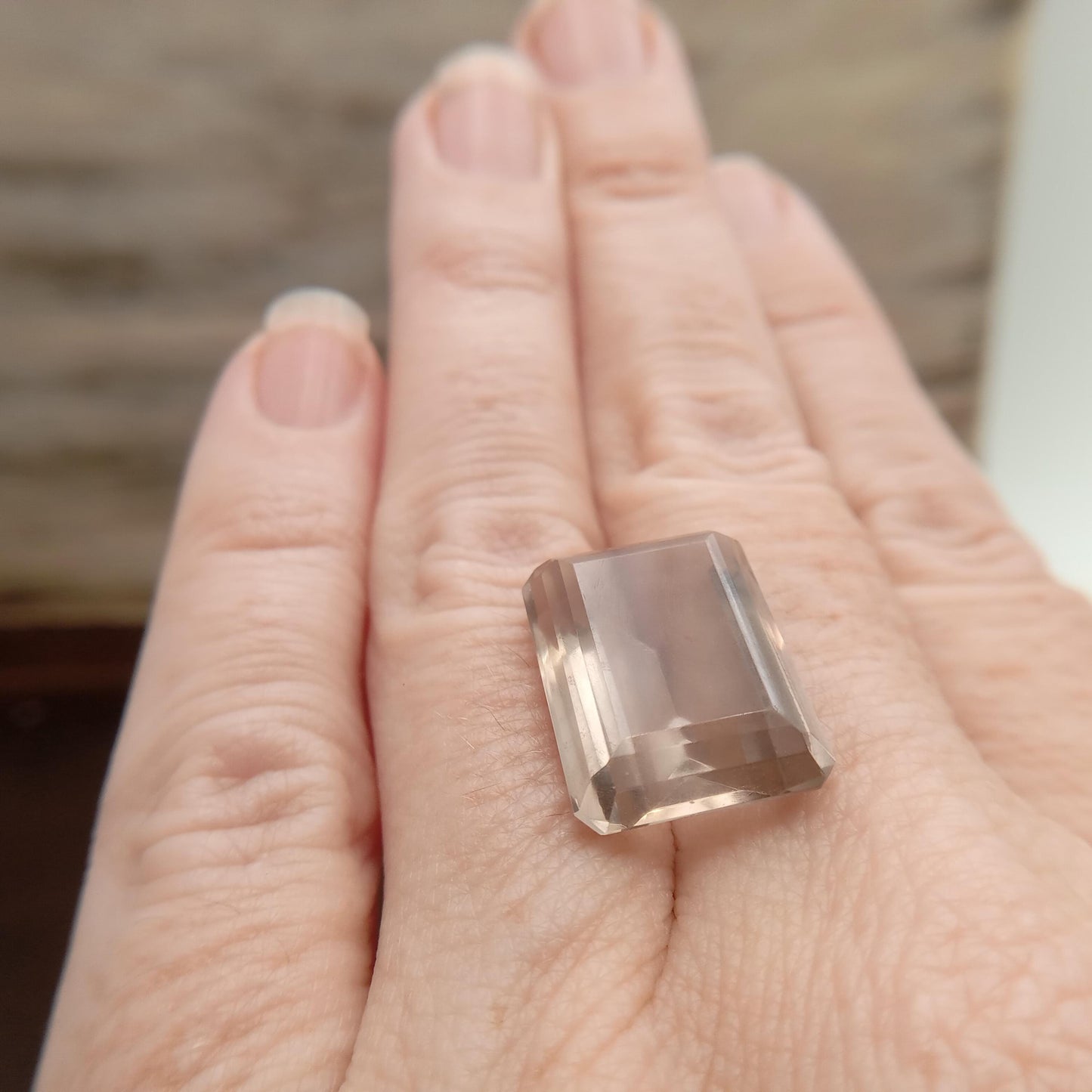 13.57 Carat Smoky Quartz 17.6x12.8mm Emerald cut, Faceted Loose Light Brown Gemstone