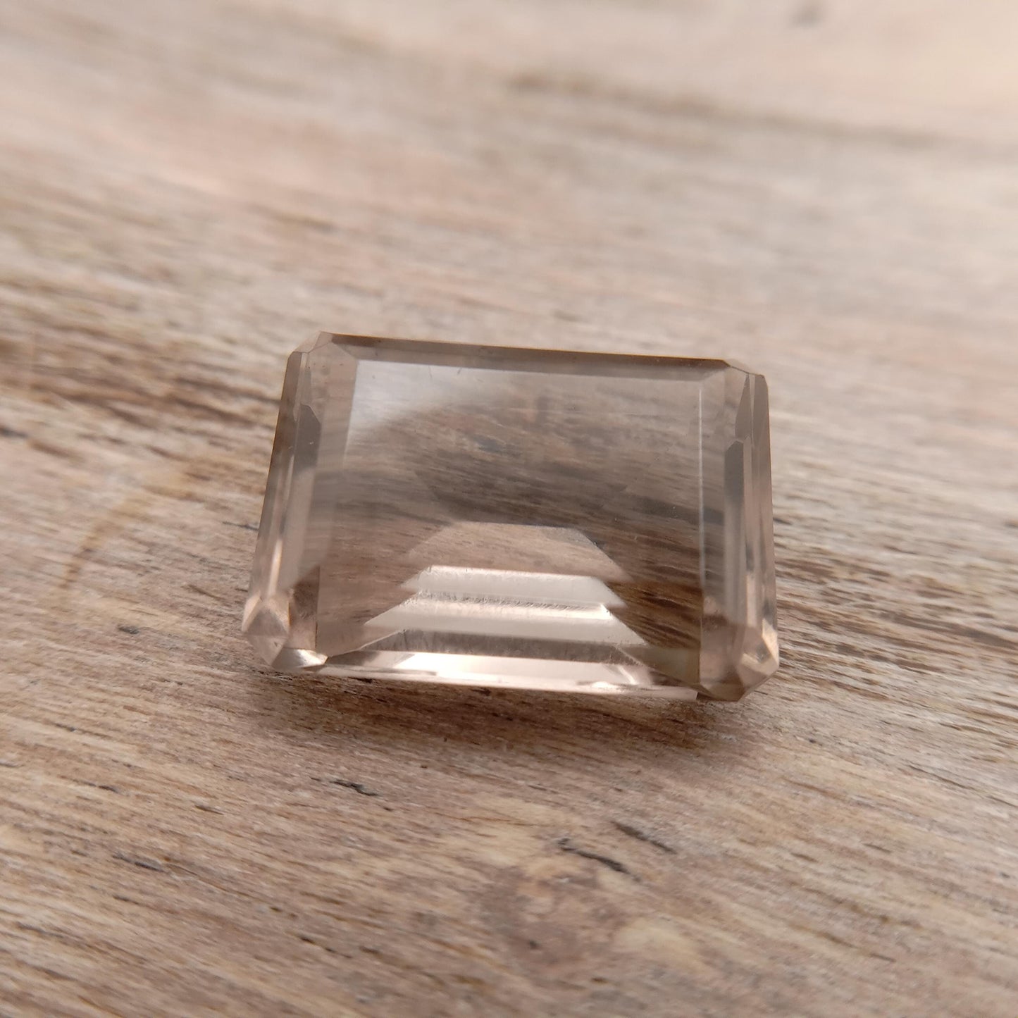 13.57 Carat Smoky Quartz 17.6x12.8mm Emerald cut, Faceted Loose Light Brown Gemstone